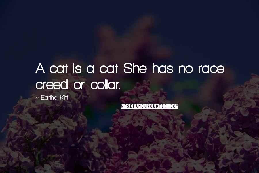 Eartha Kitt Quotes: A cat is a cat. She has no race creed or collar.