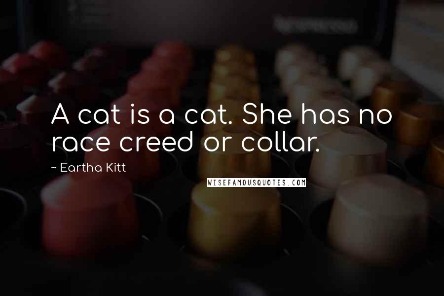 Eartha Kitt Quotes: A cat is a cat. She has no race creed or collar.