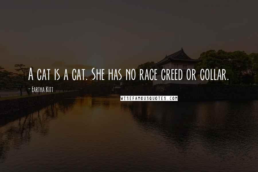 Eartha Kitt Quotes: A cat is a cat. She has no race creed or collar.