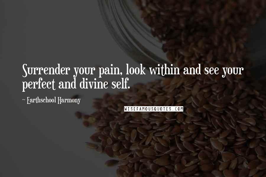 Earthschool Harmony Quotes: Surrender your pain, look within and see your perfect and divine self.