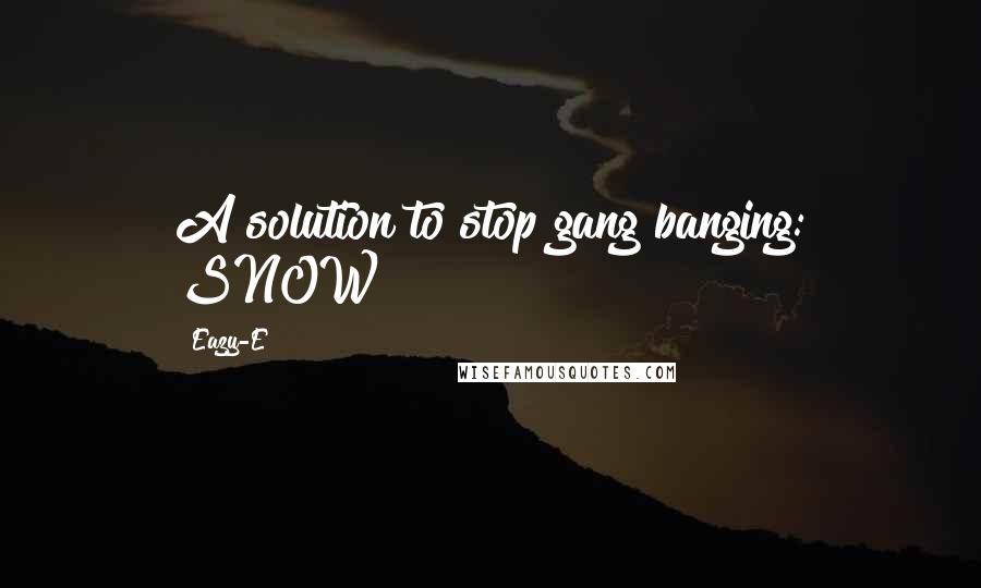 Eazy-E Quotes: A solution to stop gang banging: SNOW!!