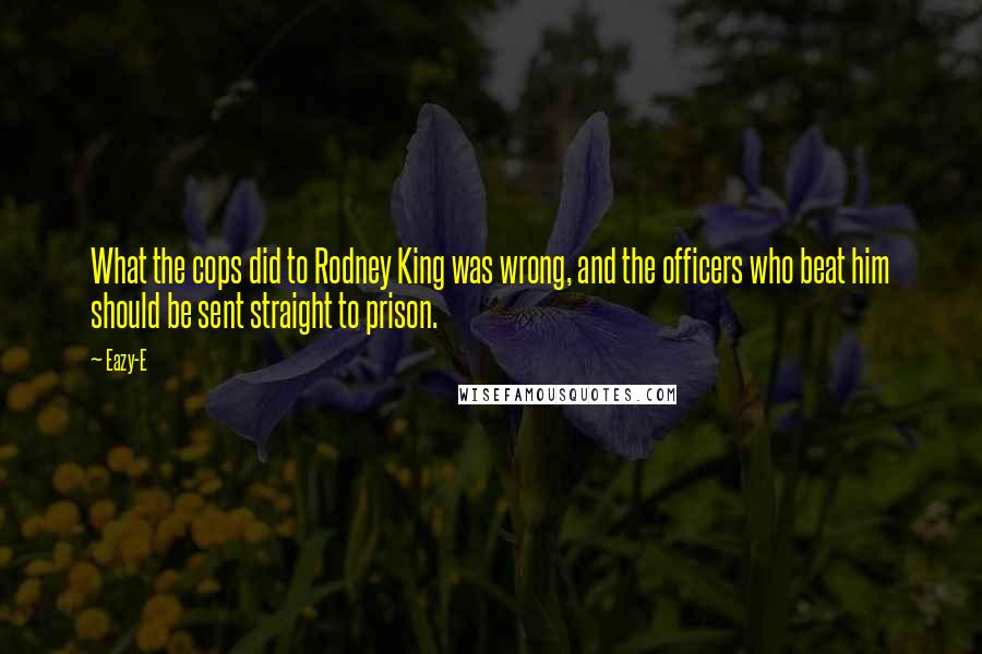 Eazy-E Quotes: What the cops did to Rodney King was wrong, and the officers who beat him should be sent straight to prison.