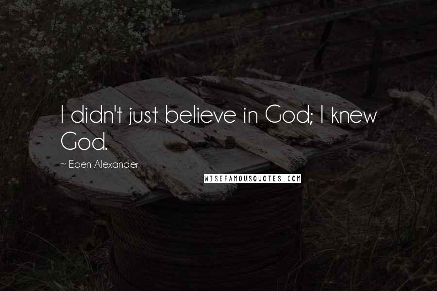 Eben Alexander Quotes: I didn't just believe in God; I knew God.