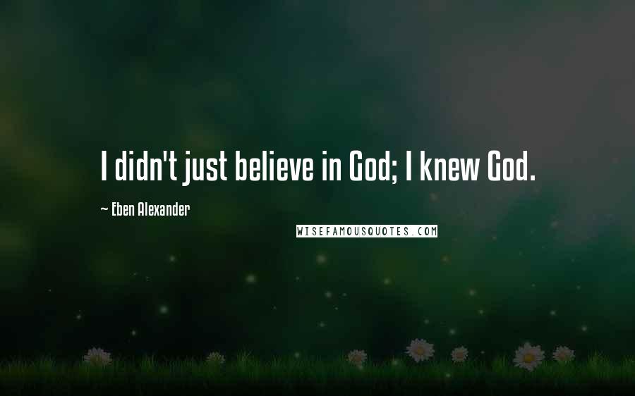 Eben Alexander Quotes: I didn't just believe in God; I knew God.