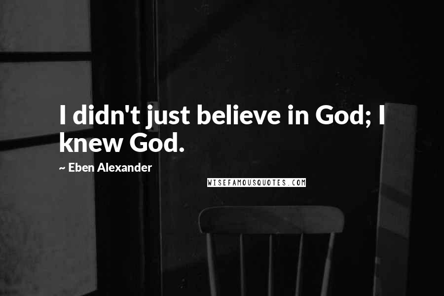 Eben Alexander Quotes: I didn't just believe in God; I knew God.