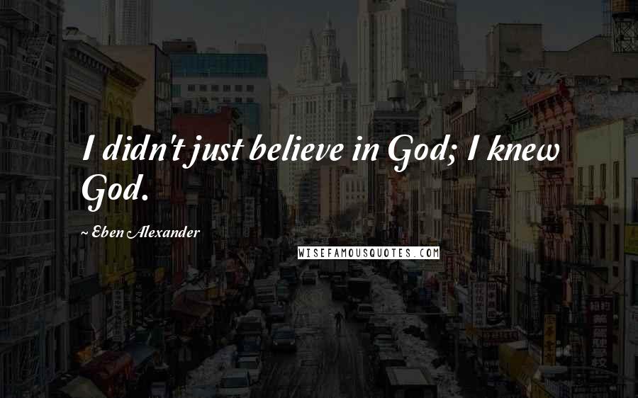 Eben Alexander Quotes: I didn't just believe in God; I knew God.