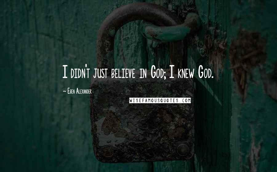 Eben Alexander Quotes: I didn't just believe in God; I knew God.