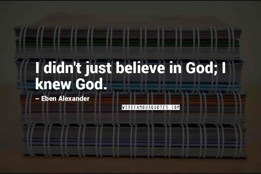 Eben Alexander Quotes: I didn't just believe in God; I knew God.