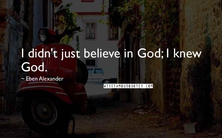 Eben Alexander Quotes: I didn't just believe in God; I knew God.