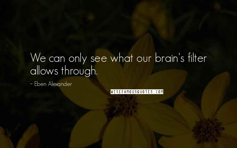 Eben Alexander Quotes: We can only see what our brain's filter allows through.