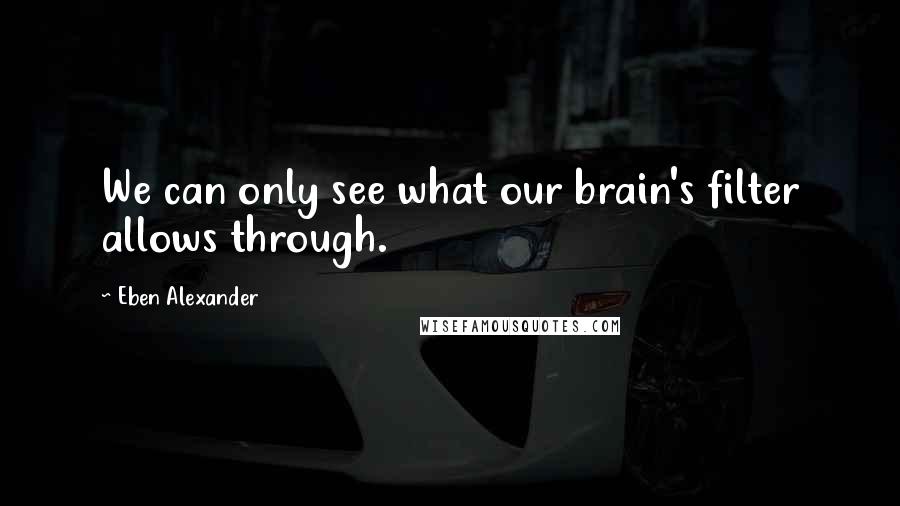 Eben Alexander Quotes: We can only see what our brain's filter allows through.