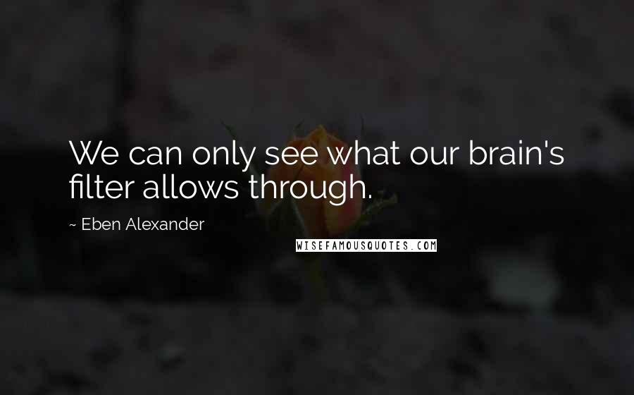 Eben Alexander Quotes: We can only see what our brain's filter allows through.