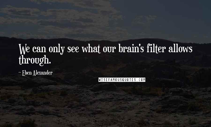 Eben Alexander Quotes: We can only see what our brain's filter allows through.