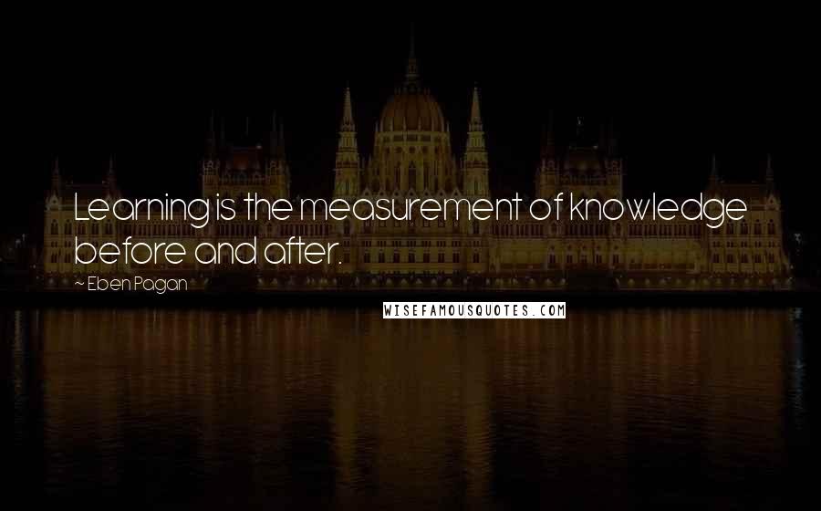 Eben Pagan Quotes: Learning is the measurement of knowledge before and after.