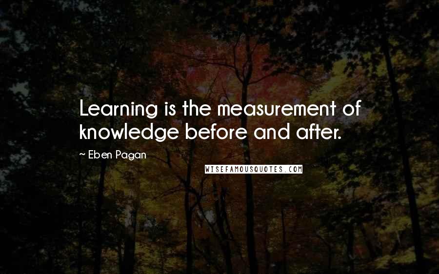 Eben Pagan Quotes: Learning is the measurement of knowledge before and after.