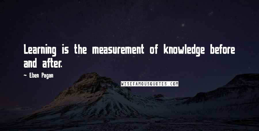 Eben Pagan Quotes: Learning is the measurement of knowledge before and after.