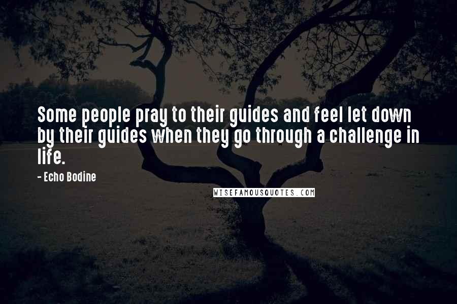 Echo Bodine Quotes: Some people pray to their guides and feel let down by their guides when they go through a challenge in life.