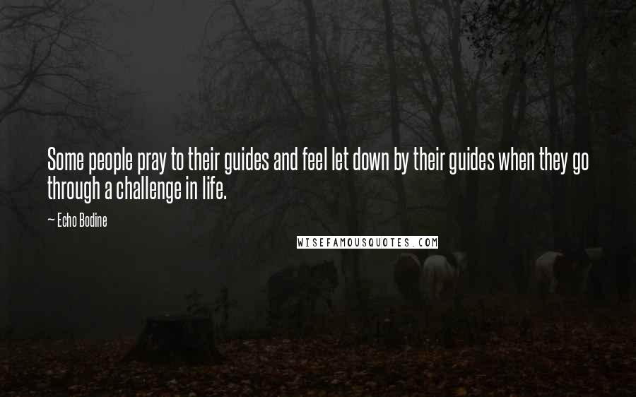 Echo Bodine Quotes: Some people pray to their guides and feel let down by their guides when they go through a challenge in life.
