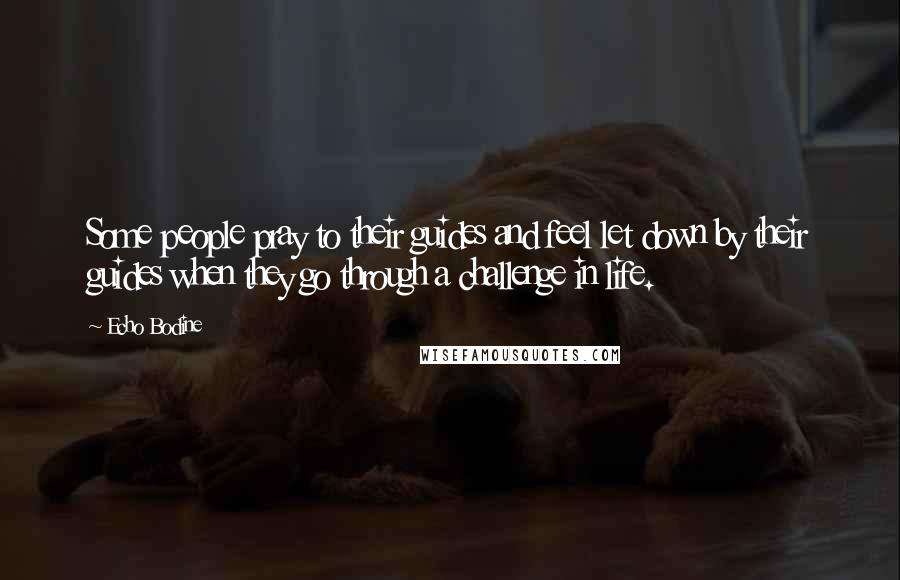 Echo Bodine Quotes: Some people pray to their guides and feel let down by their guides when they go through a challenge in life.