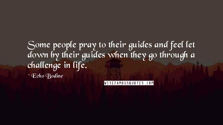 Echo Bodine Quotes: Some people pray to their guides and feel let down by their guides when they go through a challenge in life.