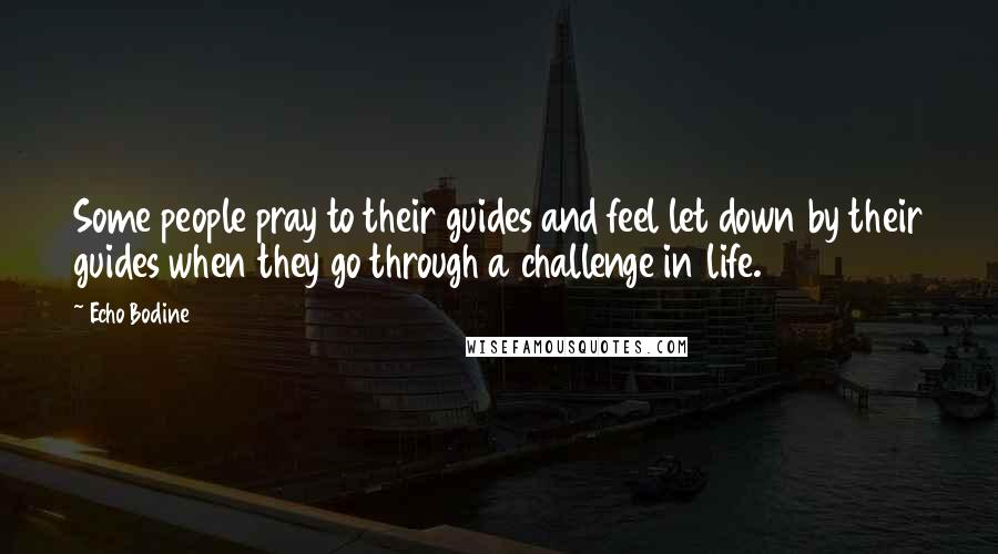 Echo Bodine Quotes: Some people pray to their guides and feel let down by their guides when they go through a challenge in life.