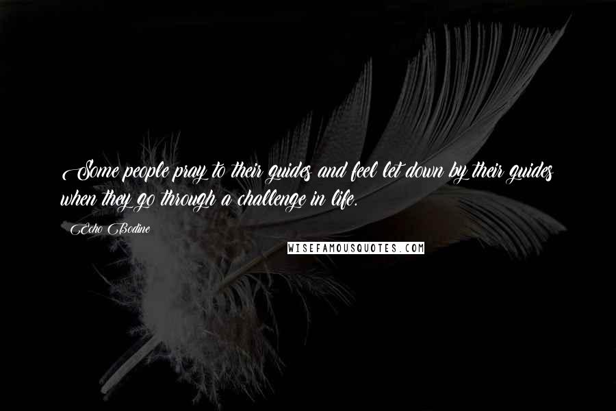 Echo Bodine Quotes: Some people pray to their guides and feel let down by their guides when they go through a challenge in life.