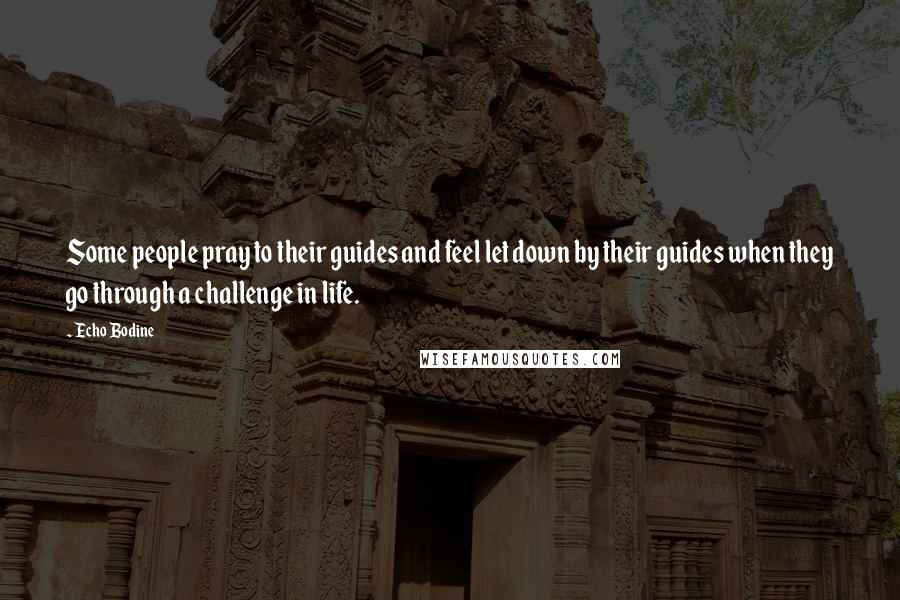 Echo Bodine Quotes: Some people pray to their guides and feel let down by their guides when they go through a challenge in life.