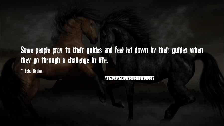 Echo Bodine Quotes: Some people pray to their guides and feel let down by their guides when they go through a challenge in life.