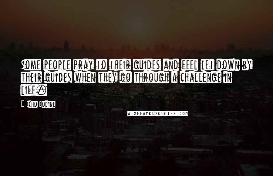 Echo Bodine Quotes: Some people pray to their guides and feel let down by their guides when they go through a challenge in life.