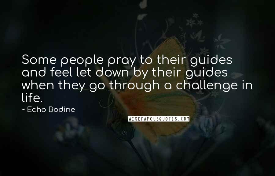 Echo Bodine Quotes: Some people pray to their guides and feel let down by their guides when they go through a challenge in life.