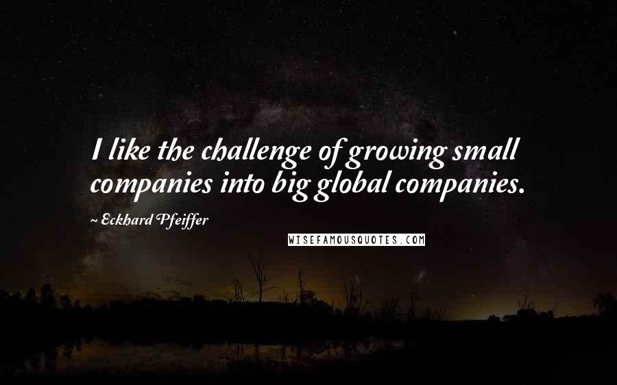 Eckhard Pfeiffer Quotes: I like the challenge of growing small companies into big global companies.