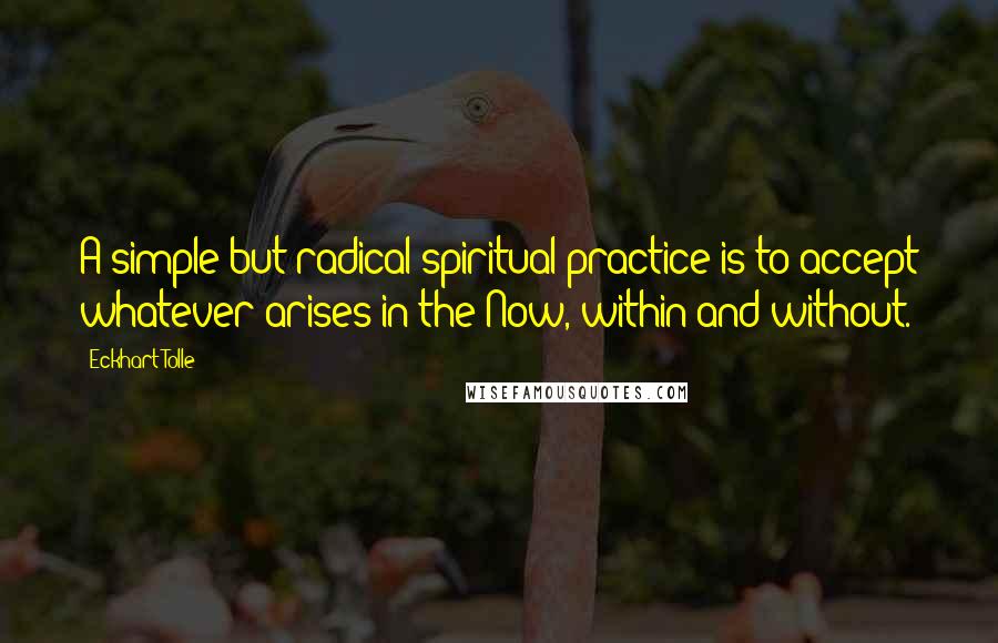 Eckhart Tolle Quotes: A simple but radical spiritual practice is to accept whatever arises in the Now, within and without.