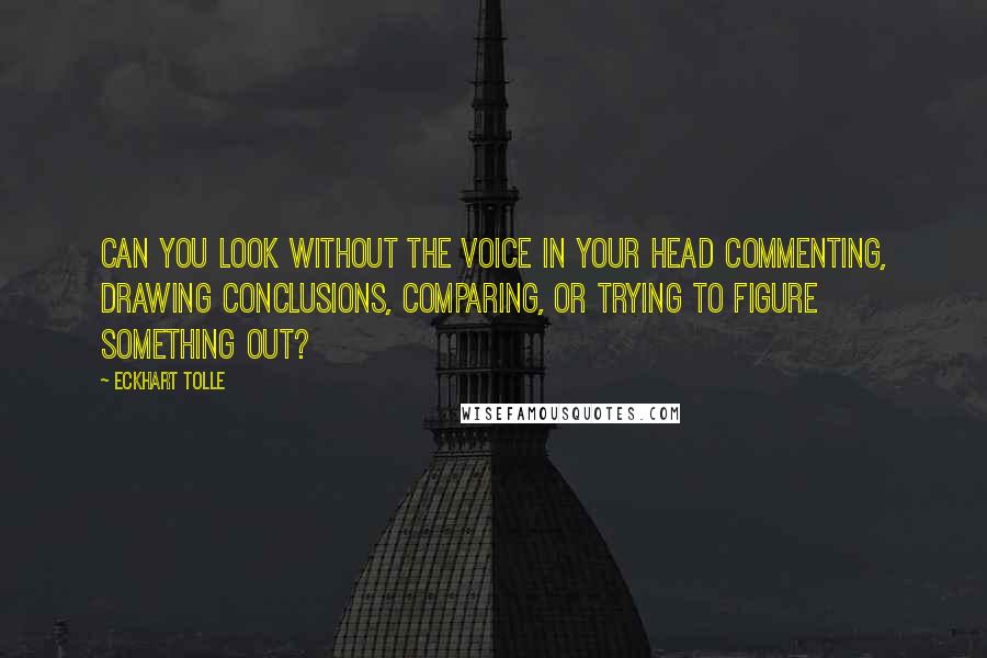 Eckhart Tolle Quotes: Can you look without the voice in your head commenting, drawing conclusions, comparing, or trying to figure something out?