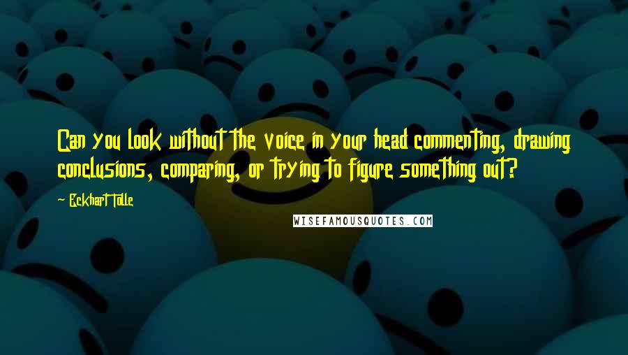 Eckhart Tolle Quotes: Can you look without the voice in your head commenting, drawing conclusions, comparing, or trying to figure something out?