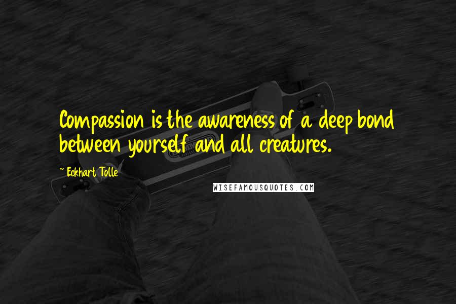 Eckhart Tolle Quotes: Compassion is the awareness of a deep bond between yourself and all creatures.