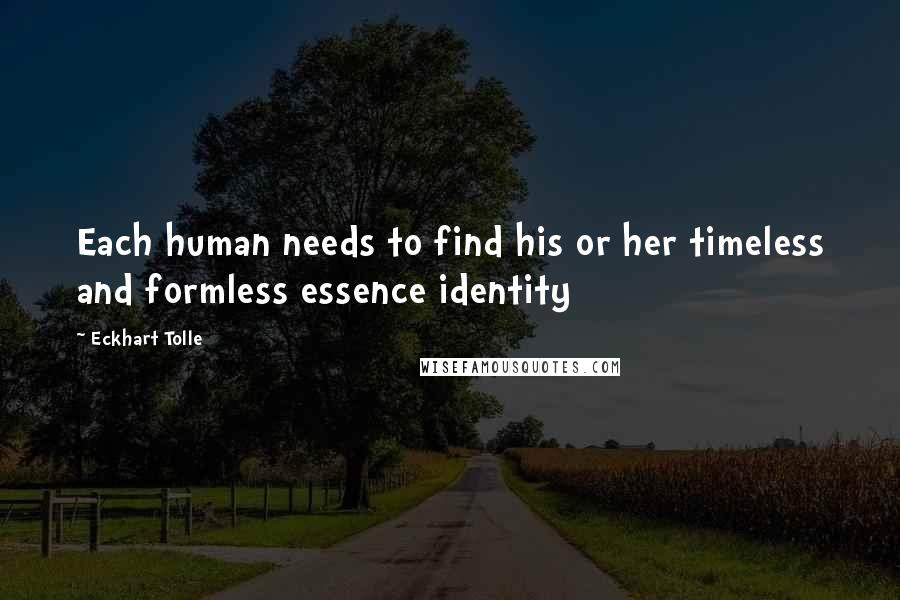 Eckhart Tolle Quotes: Each human needs to find his or her timeless and formless essence identity