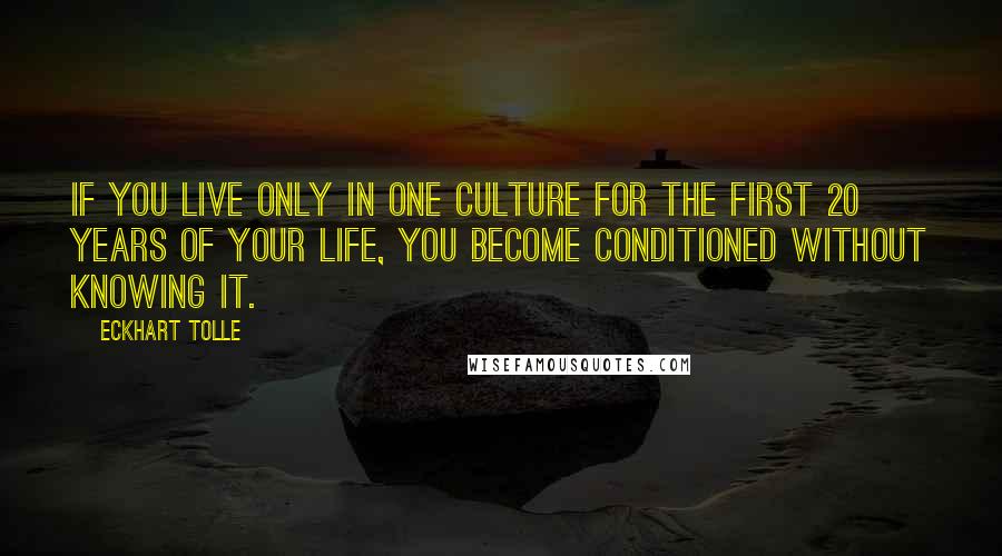 Eckhart Tolle Quotes: If you live only in one culture for the first 20 years of your life, you become conditioned without knowing it.