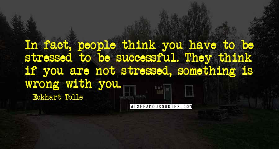 Eckhart Tolle Quotes: In fact, people think you have to be stressed to be successful. They think if you are not stressed, something is wrong with you.