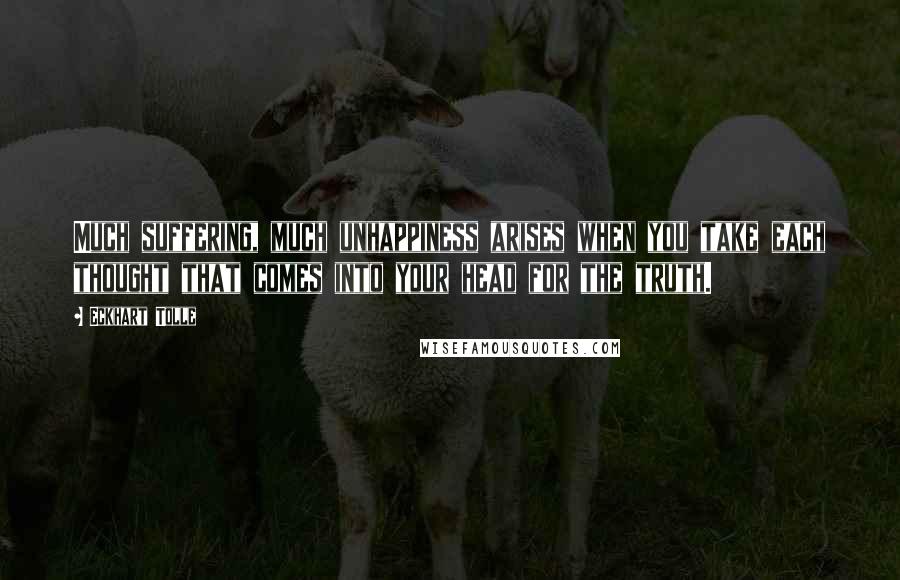 Eckhart Tolle Quotes: Much suffering, much unhappiness arises when you take each thought that comes into your head for the truth.