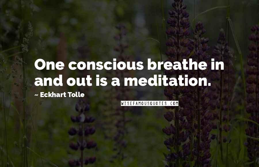 Eckhart Tolle Quotes: One conscious breathe in and out is a meditation.