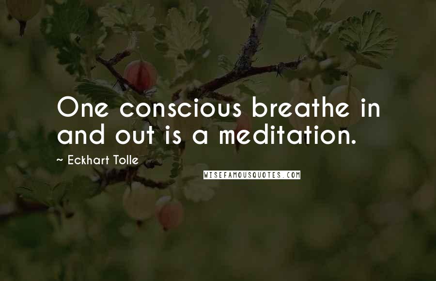 Eckhart Tolle Quotes: One conscious breathe in and out is a meditation.