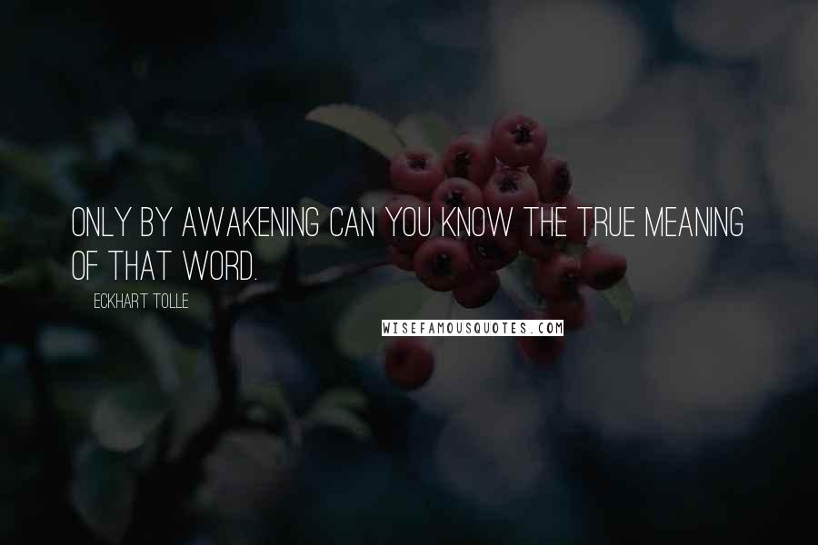Eckhart Tolle Quotes: Only by awakening can you know the true meaning of that word.