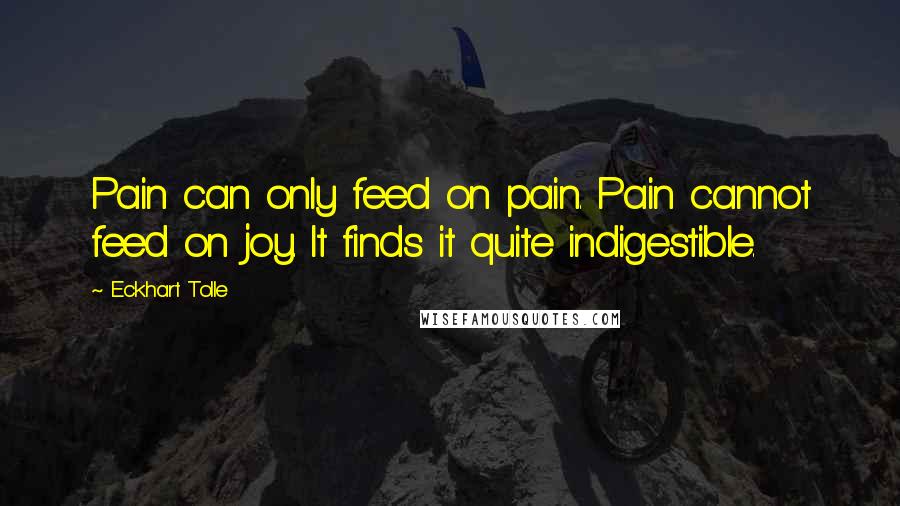 Eckhart Tolle Quotes: Pain can only feed on pain. Pain cannot feed on joy. It finds it quite indigestible.