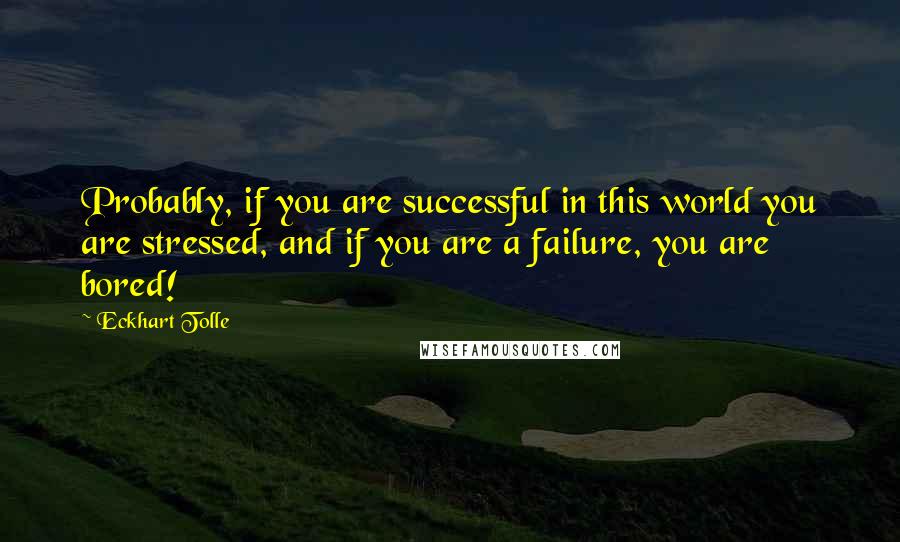 Eckhart Tolle Quotes: Probably, if you are successful in this world you are stressed, and if you are a failure, you are bored!