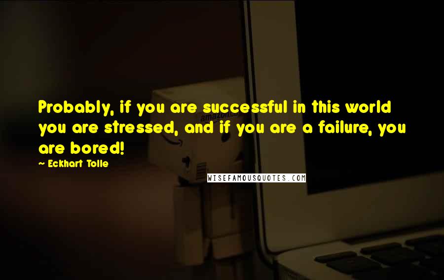 Eckhart Tolle Quotes: Probably, if you are successful in this world you are stressed, and if you are a failure, you are bored!