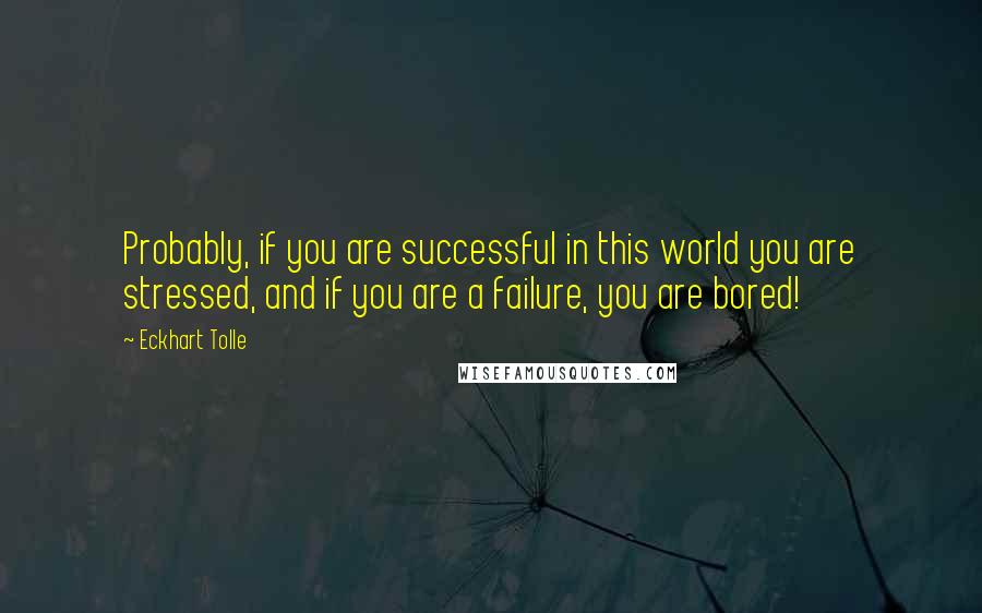 Eckhart Tolle Quotes: Probably, if you are successful in this world you are stressed, and if you are a failure, you are bored!