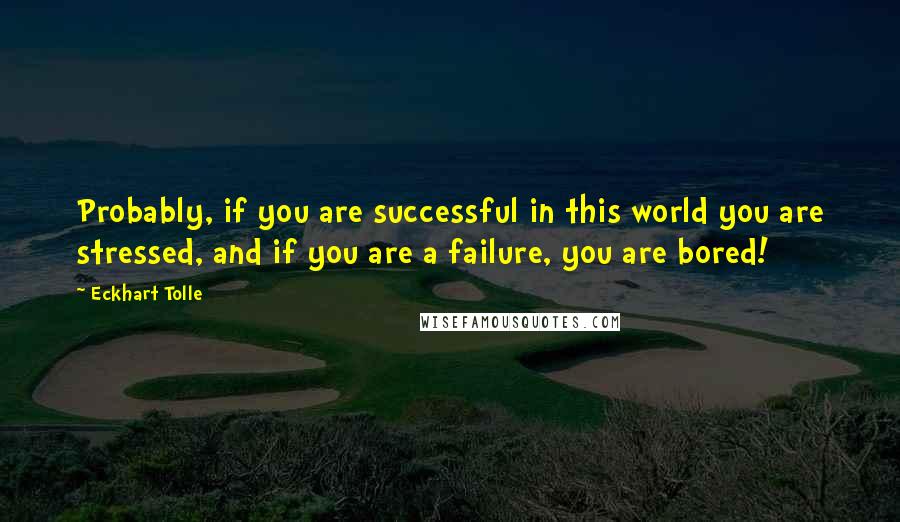 Eckhart Tolle Quotes: Probably, if you are successful in this world you are stressed, and if you are a failure, you are bored!