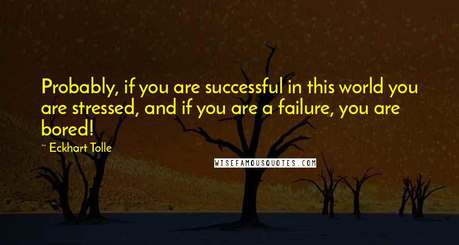 Eckhart Tolle Quotes: Probably, if you are successful in this world you are stressed, and if you are a failure, you are bored!