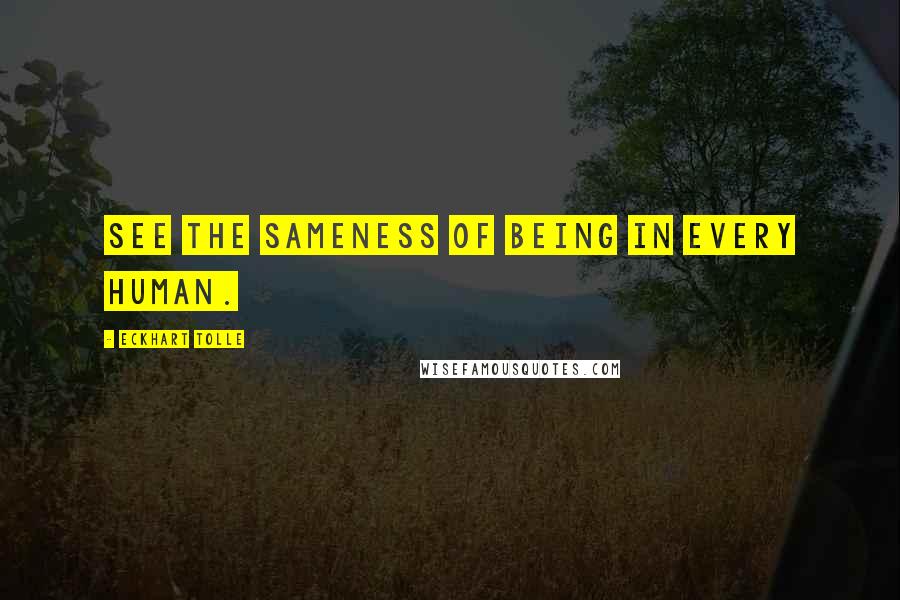 Eckhart Tolle Quotes: see the sameness of being in every human.