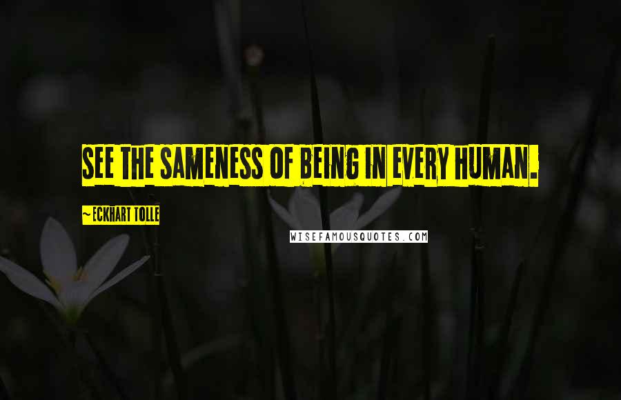 Eckhart Tolle Quotes: see the sameness of being in every human.